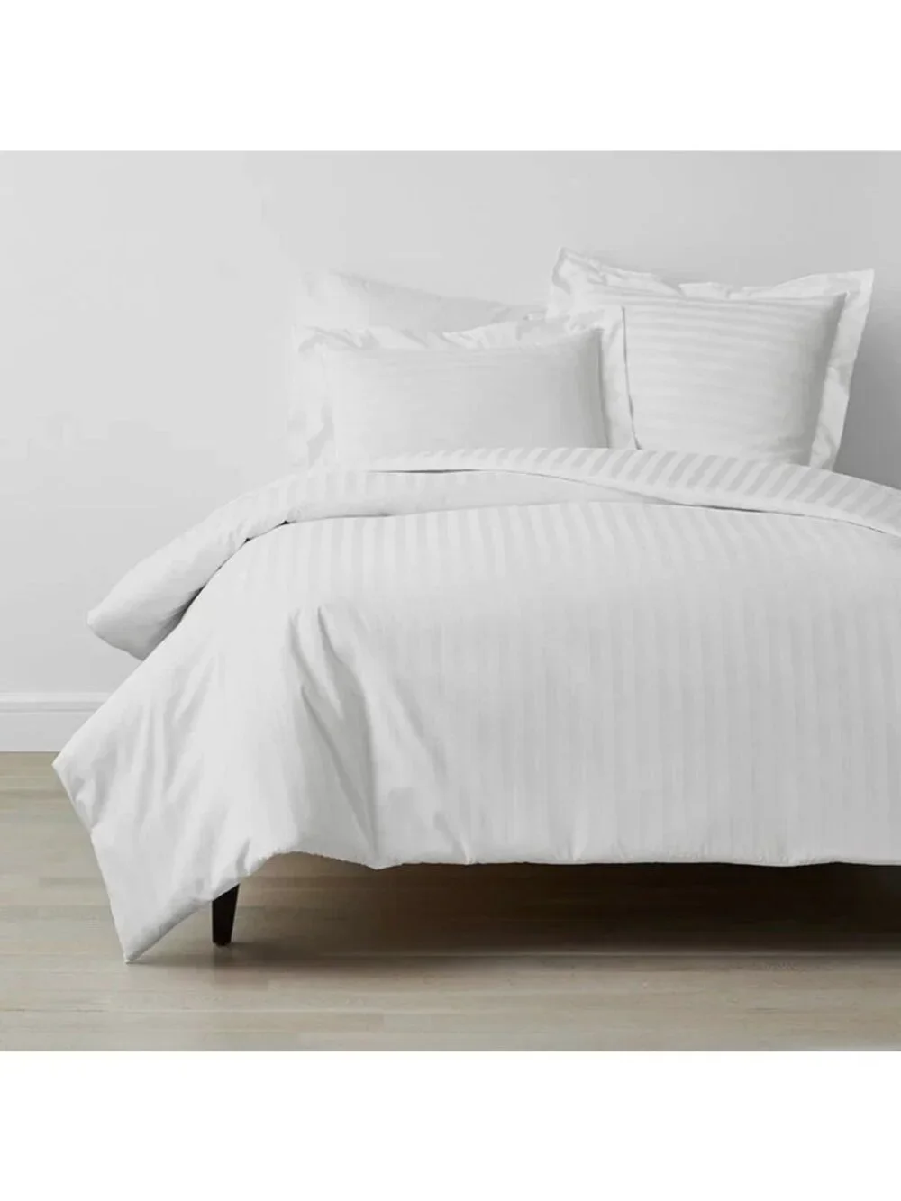 Sobel Westex White King Duvet Cover 320 Cotton Blend Strip Pattern Hotel Quality